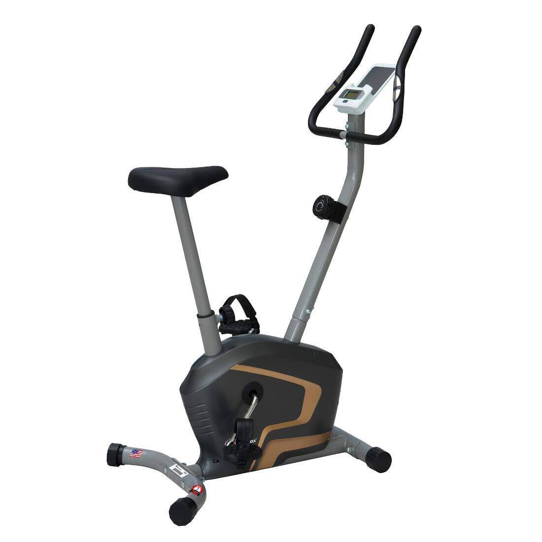 PowerMax Fitness BU-400 Upright Exercise Bike for Home, 4KG Flywheel, 8-Level Magnetic Resistance, Vertical Adjustable Seat -  1