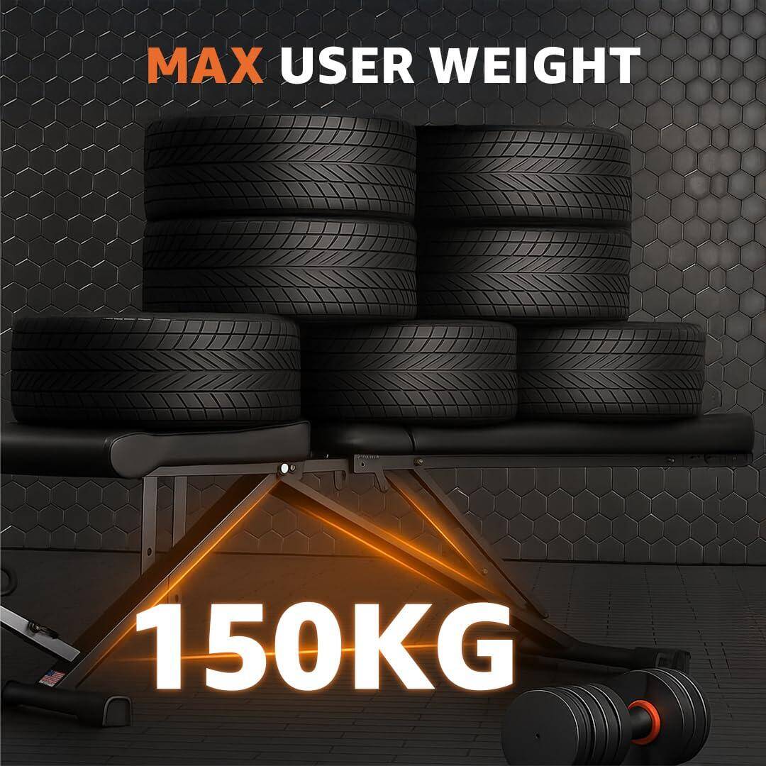 PowerMax Fitness PUB-96 Adjustable Weight Bench for Home Gym with Resistance band, Multi-Purpose Flat Incline Decline(FID) Bench -  5