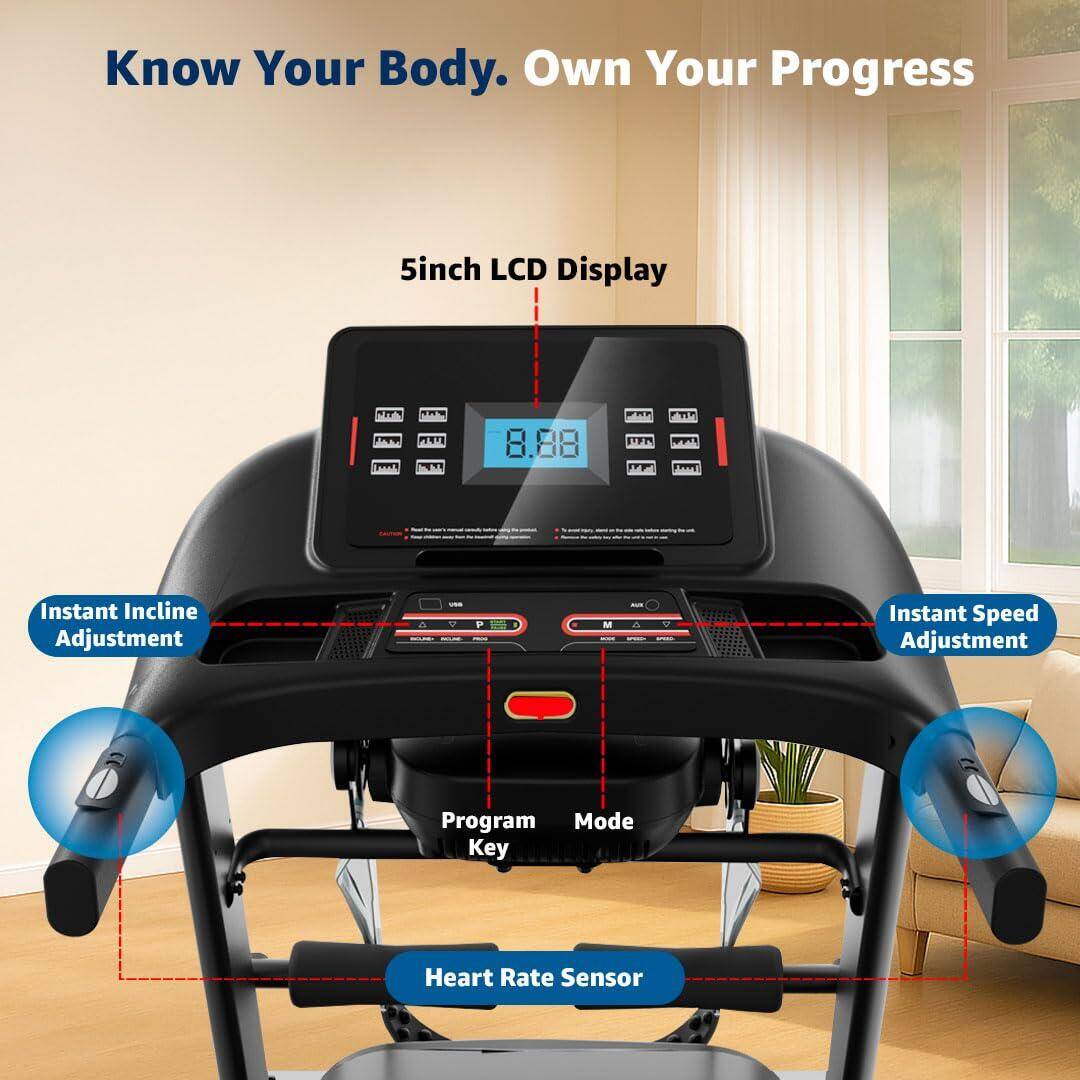 PowerMax Fitness TDA-255 (5.5HP) Motorized Auto incline Treadmill for Home, Max user 150Kg, Top speed 16kmph, LCD Display -  5