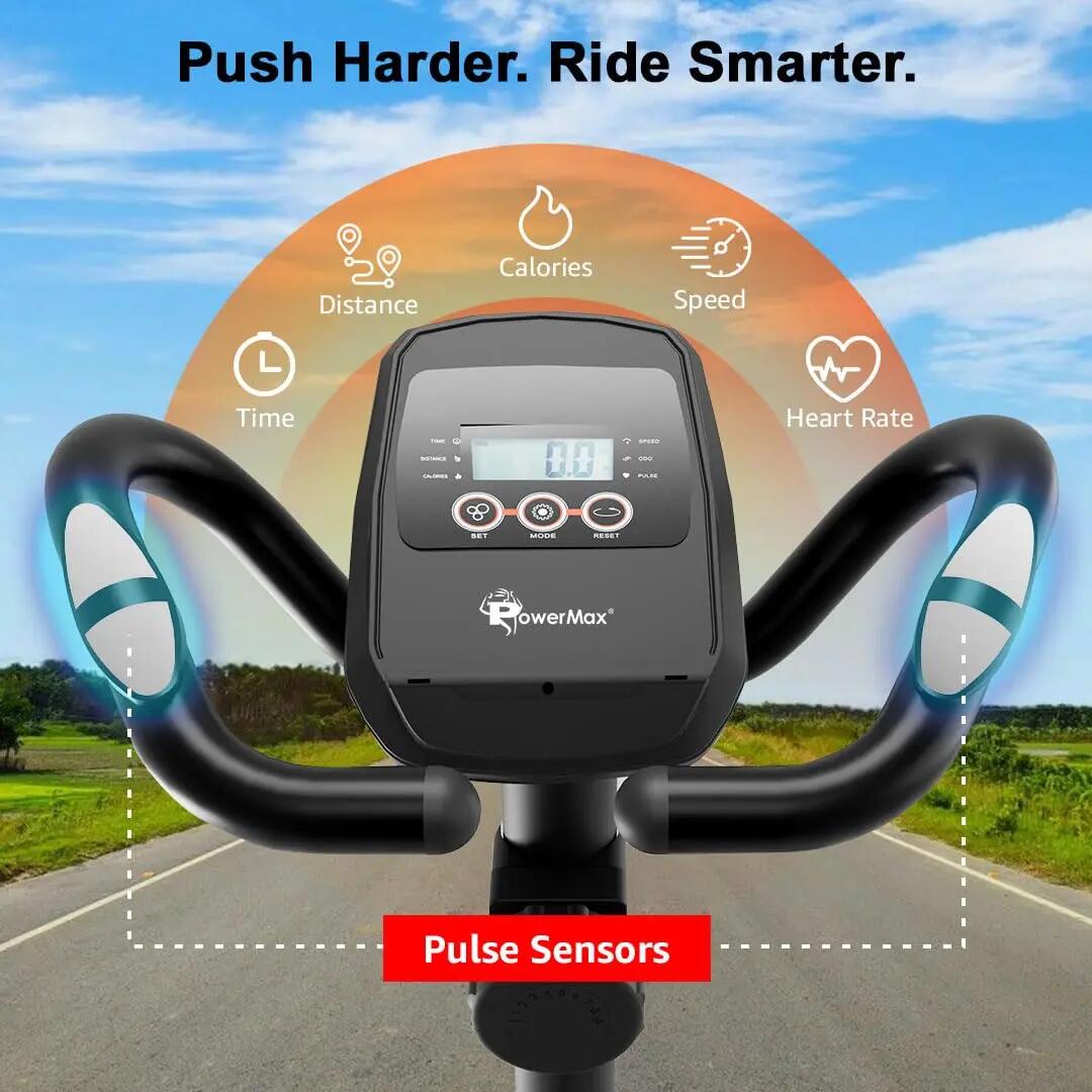 PowerMax Fitness BR-400 Recumbent Exercise Bike for Home | 120kg Max User gym cycle, 6KG Flywheel, 8-Level Magnetic Resistance | Adjustable Seat, LCD Display, Mobile Holder | Quiet Belt Drive Cardio -  4