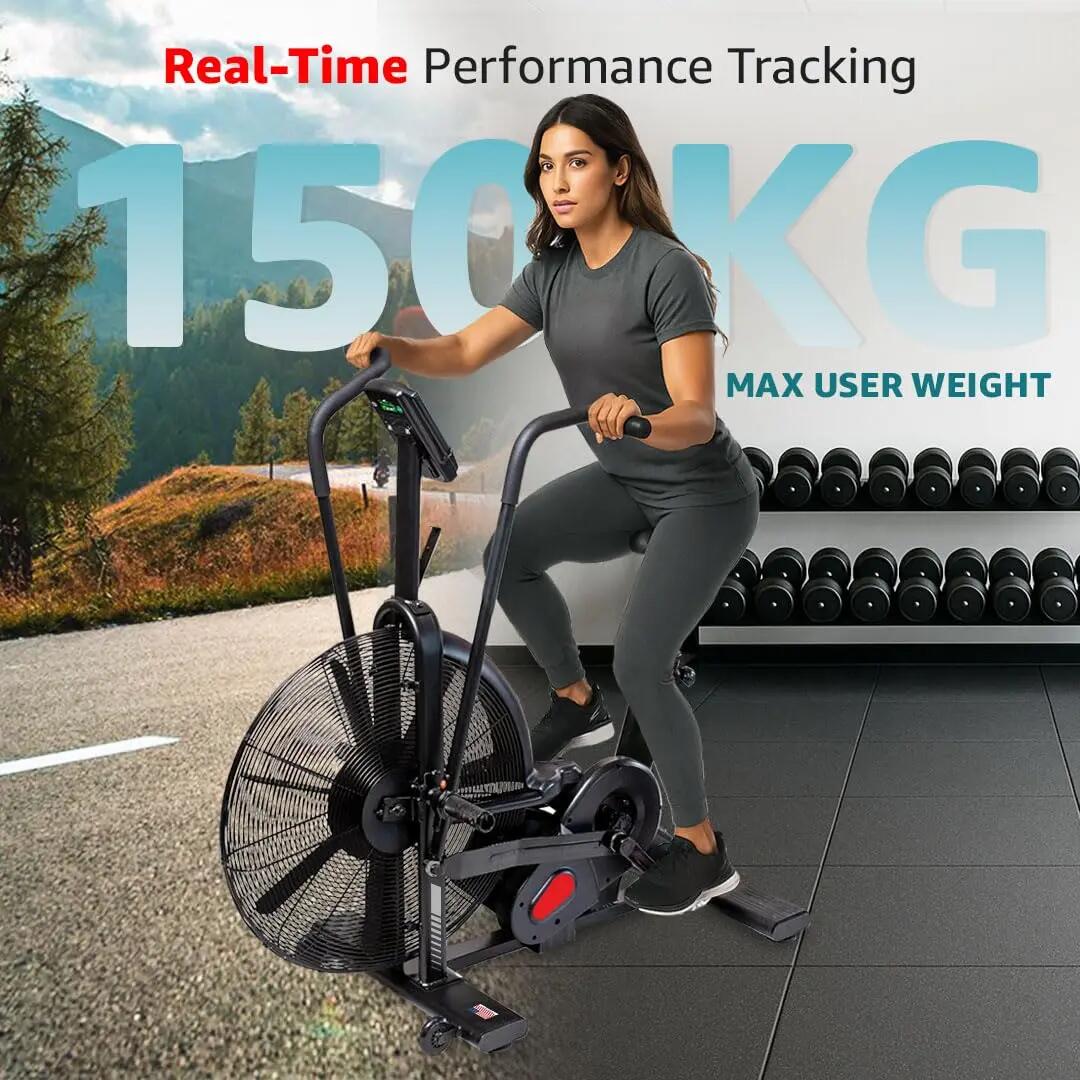 PowerMax Fitness BA-2500C Air Exercise Bike for Commercial Gym [Air Resistance, Max User Weight 150kg, LCD Display, Belt & Chain Drive, Adjustable Seat and Bottle Holder] 1 Year Manufacturer Warranty -  4