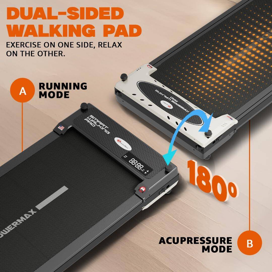PowerMax Fitness FLIPPAD 2.5HP DC Motorized Under Desk 3-in-1 Treadmill with Dual-Function, Built-in Acupressure & Bluetooth -  3