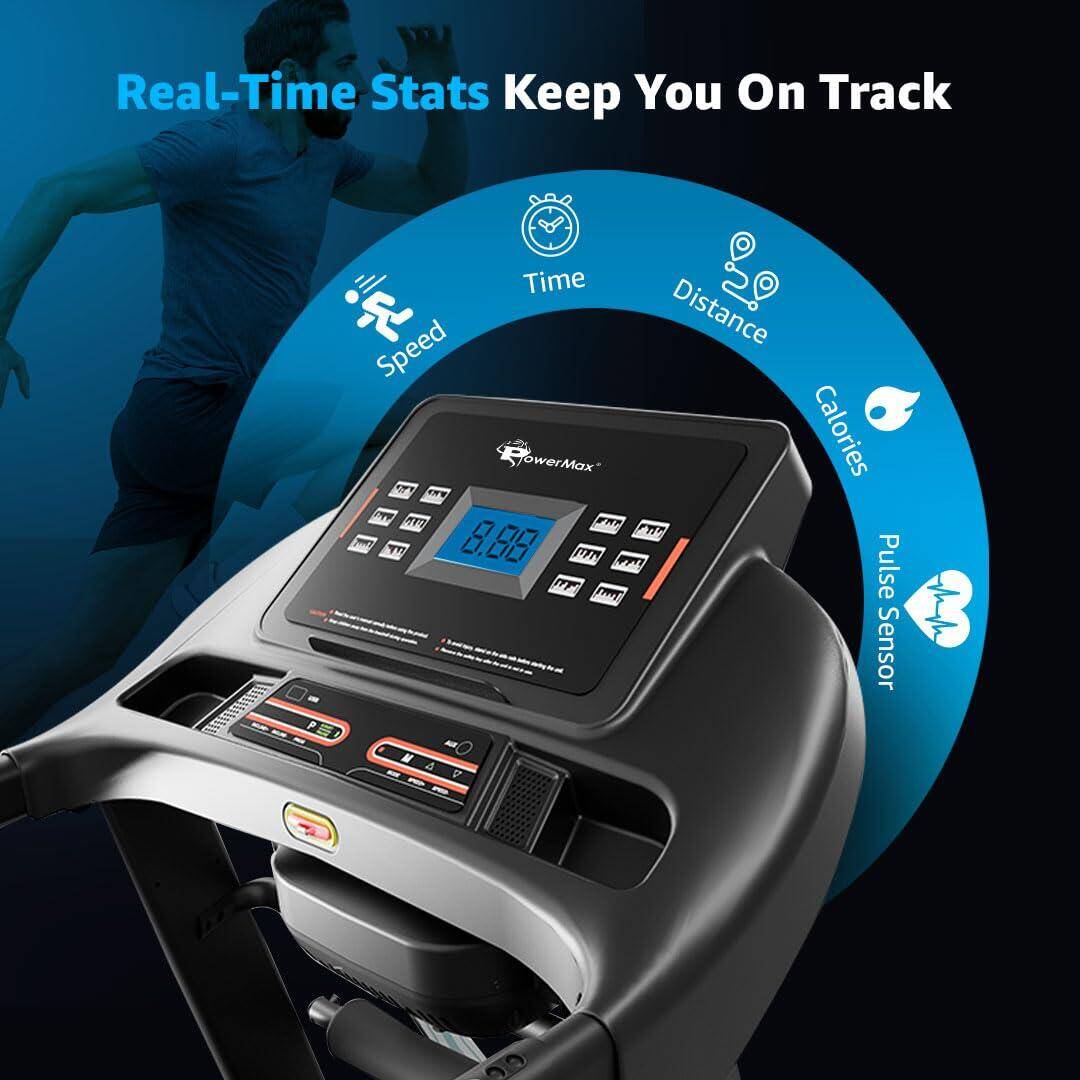 PowerMax Fitness TDA-255 (5.5HP) Motorized Auto incline Treadmill for Home, Max user 150Kg, Top speed 16kmph, LCD Display -  3