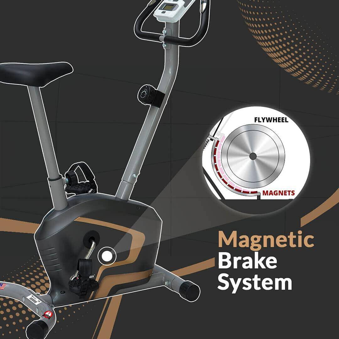PowerMax Fitness BU-400 Upright Exercise Bike for Home, 4KG Flywheel, 8-Level Magnetic Resistance, Vertical Adjustable Seat -  3