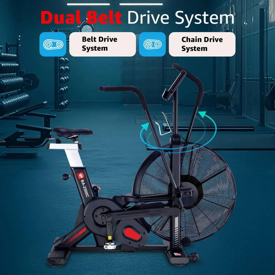 PowerMax Fitness BA-2500C Air Exercise Bike for Commercial Gym [Air Resistance, Max User Weight 150kg, LCD Display, Belt & Chain Drive, Adjustable Seat and Bottle Holder] 1 Year Manufacturer Warranty -  3