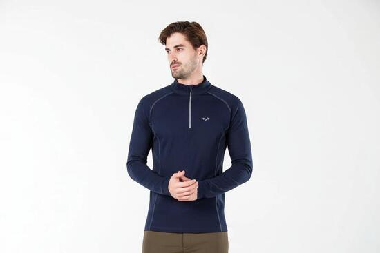 Astro - męska koszulka 100% wełna merino z zamkiem YKK (195 g/m²) XL, Granatowy