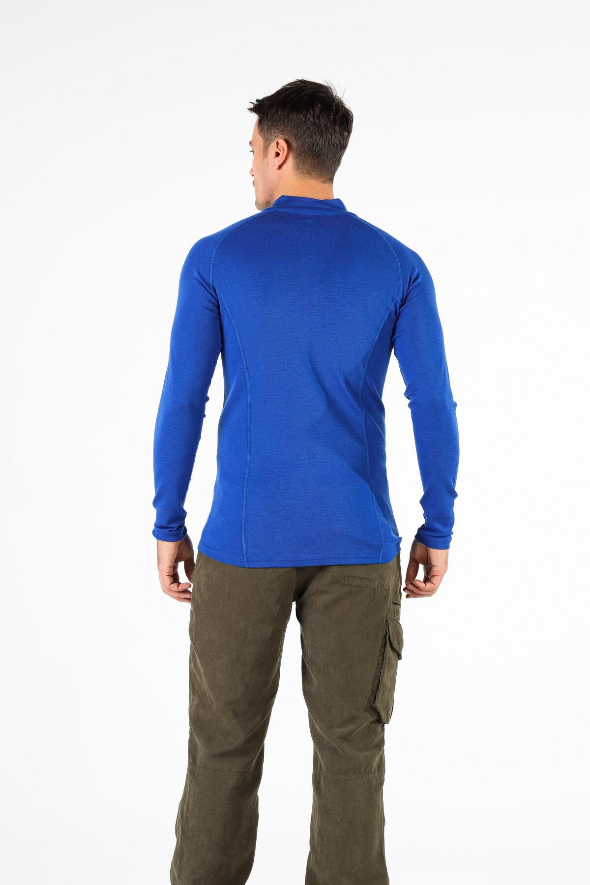 Astro - męska koszulka 100%  wełna merino z zamkiem YKK (195 g/m²) XL, Niebieski 5/5