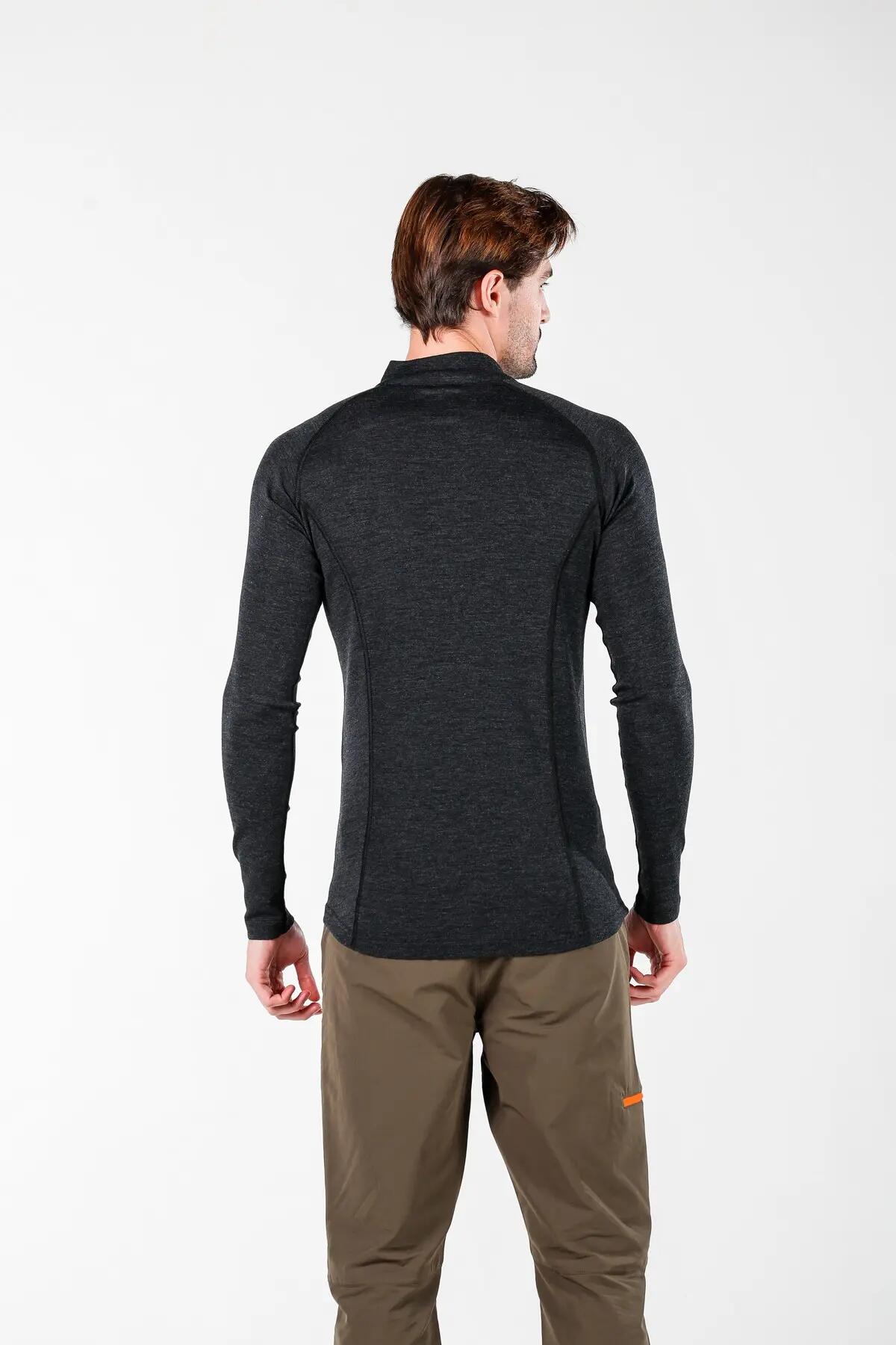 Astro - męska koszulka 100%  wełna merino z zamkiem YKK (195 g/m²) XXL, Antrasit 6/6