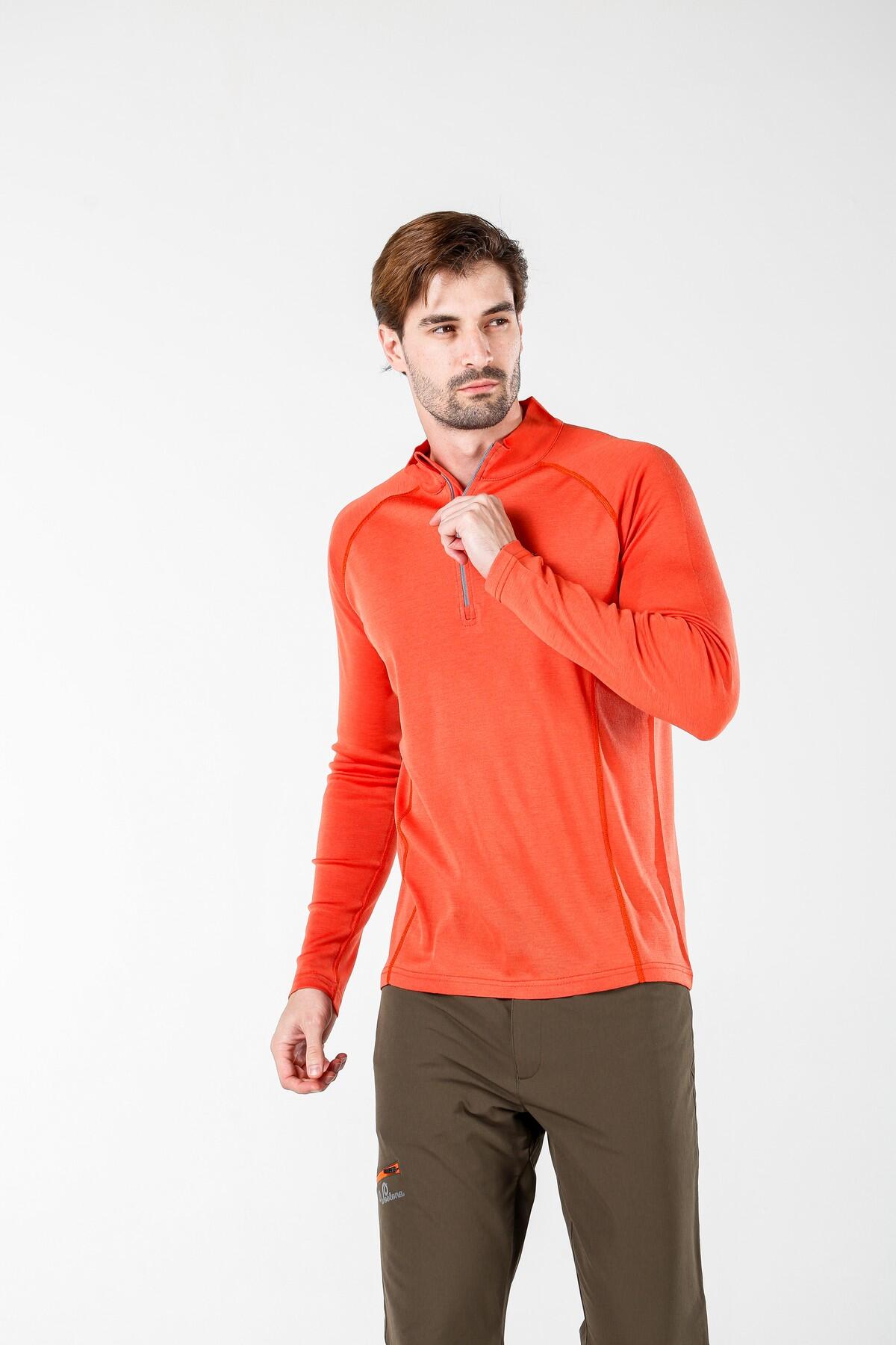 Astro -męska koszulka 100% wełna merino z zamkiem YKK (195 g/m²)XXL,Pomarańczowy 3/5