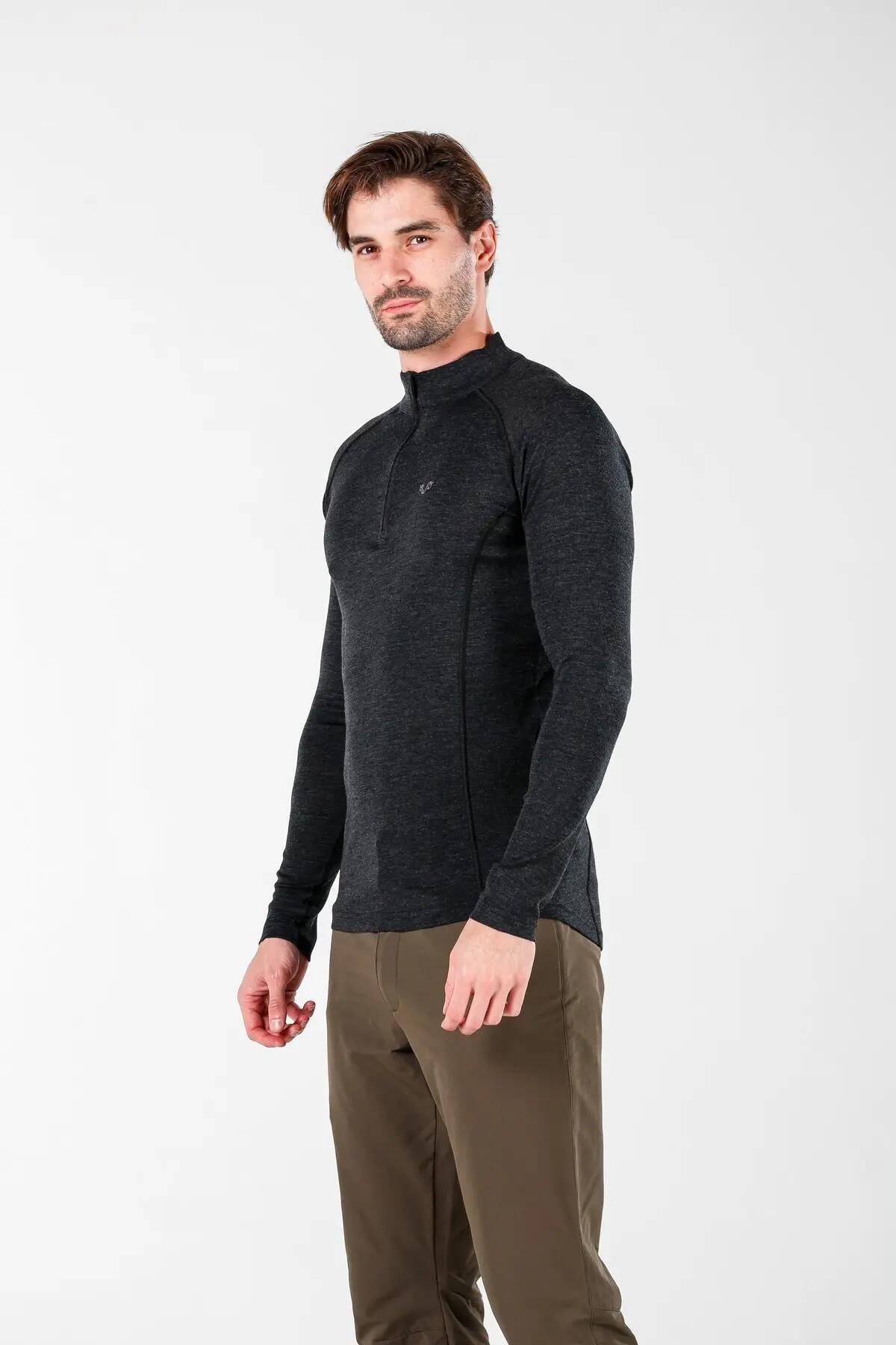 Astro - męska koszulka 100%  wełna merino z zamkiem YKK (195 g/m²) XXL, Antrasit 3/6