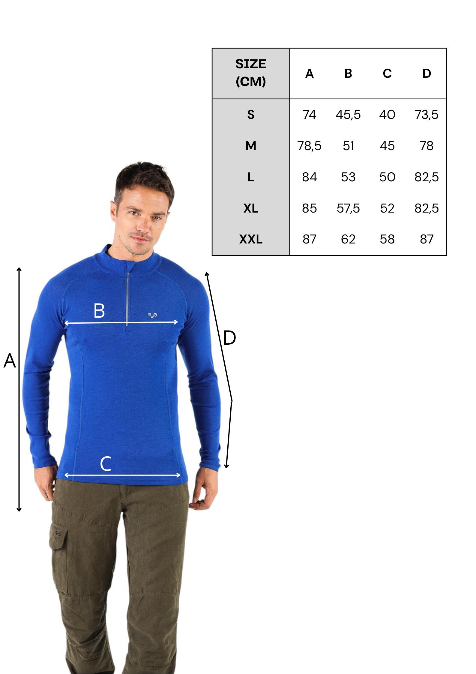 Astro - męska koszulka 100%  wełna merino z zamkiem YKK (195 g/m²) XL, Niebieski 2/5
