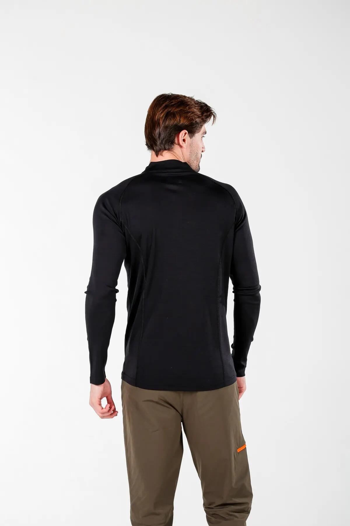Astro - męska koszulka 100%  wełna merino z zamkiem YKK (195 g/m²) S, Czarny 4/4
