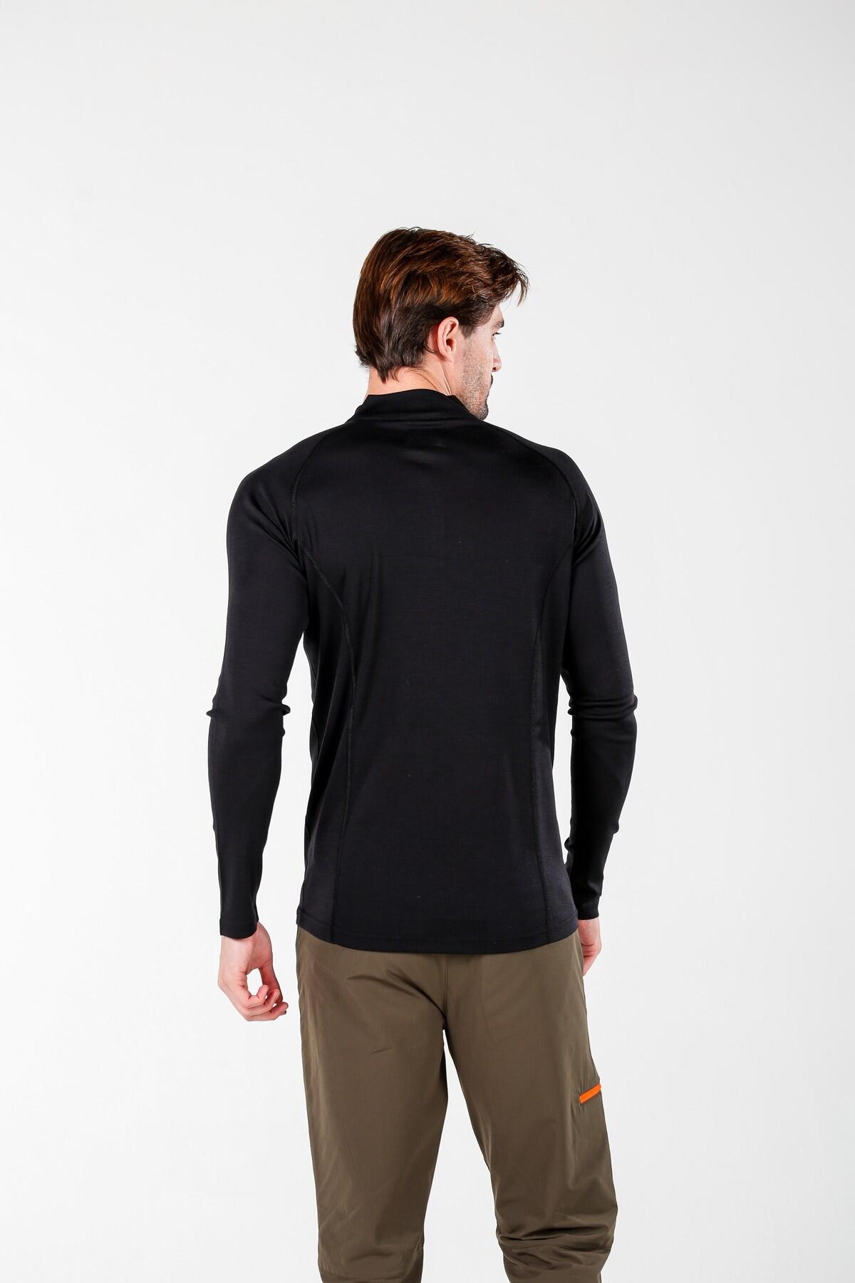 Astro - męska koszulka 100%  wełna merino z zamkiem YKK (195 g/m²) XL, Czarny 4/4