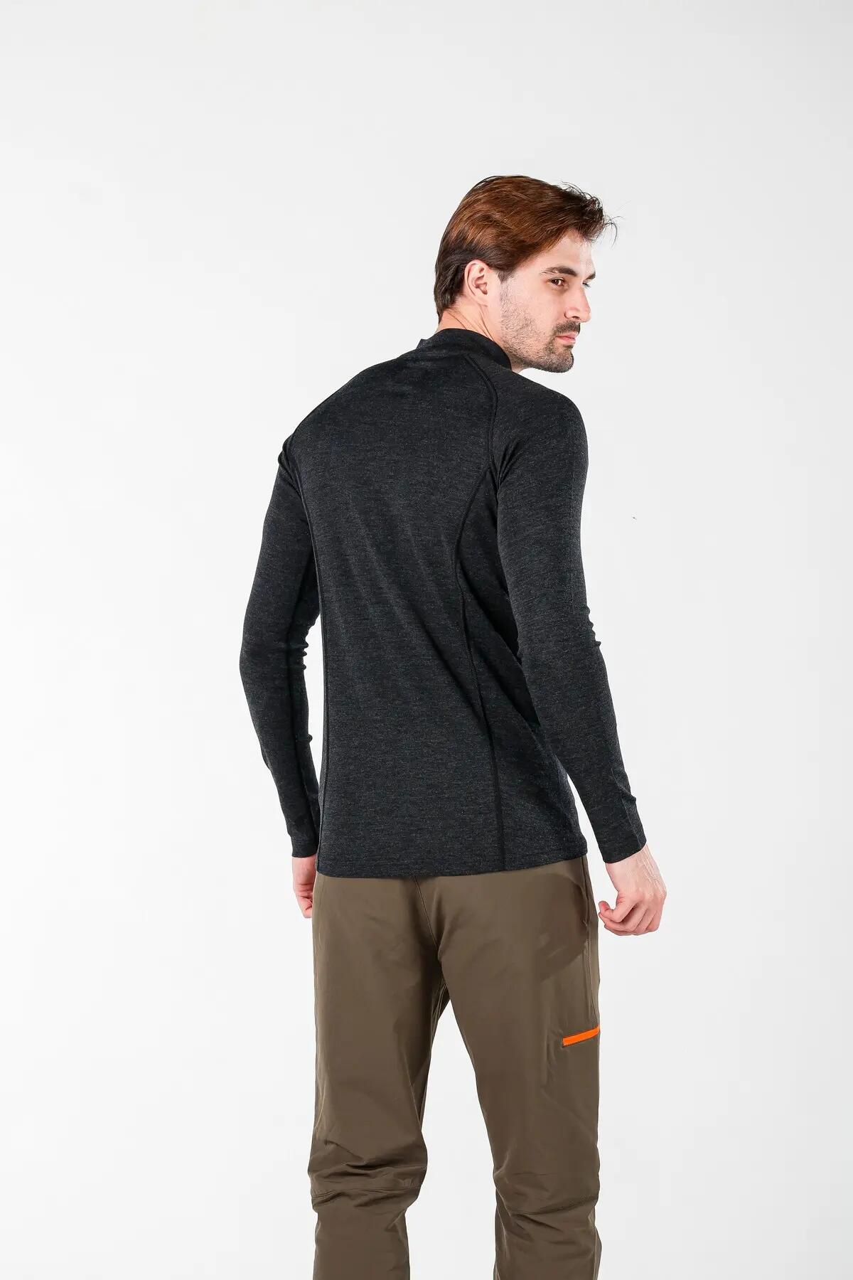 Astro - męska koszulka 100%  wełna merino z zamkiem YKK (195 g/m²) XXL, Antrasit 5/6