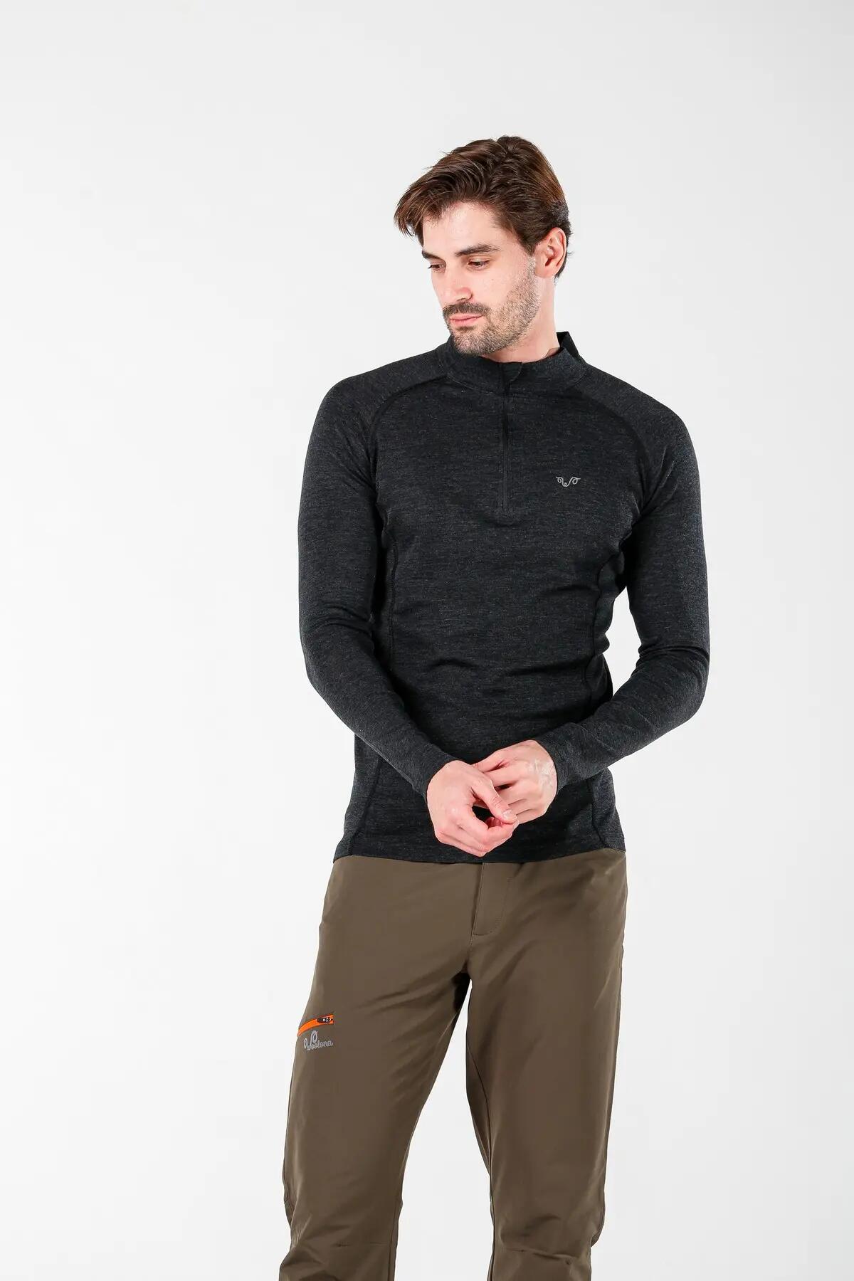 Astro - męska koszulka 100%  wełna merino z zamkiem YKK (195 g/m²) XXL, Antrasit 4/6