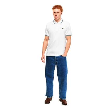 Polo Manches Courtes Motif/style Rayure Contrastée Sur Bord Femme (Blanc)