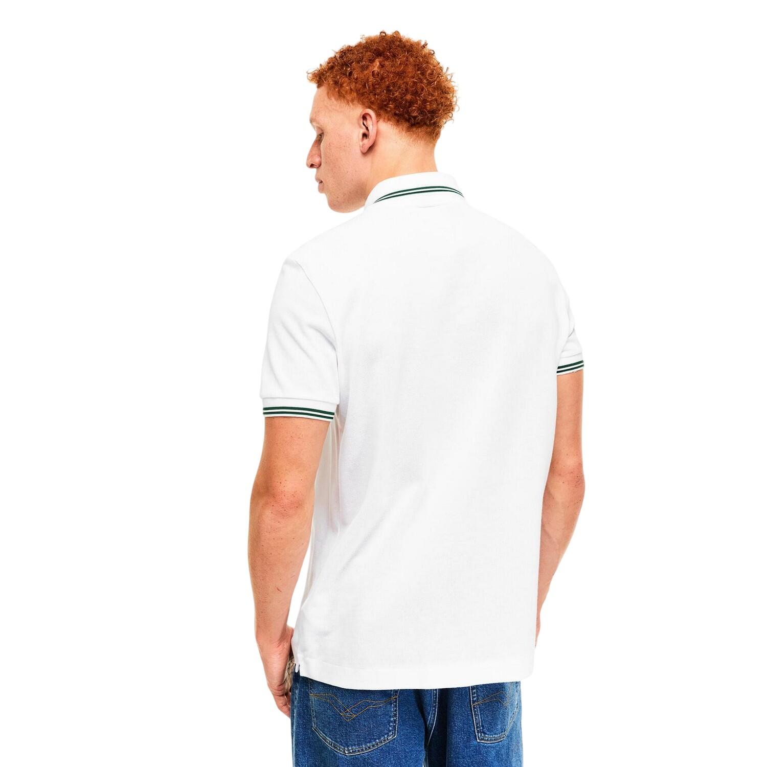 Polo Manches Courtes Motif/style Rayure Contrastée Sur Bord Femme (Blanc) 4/4