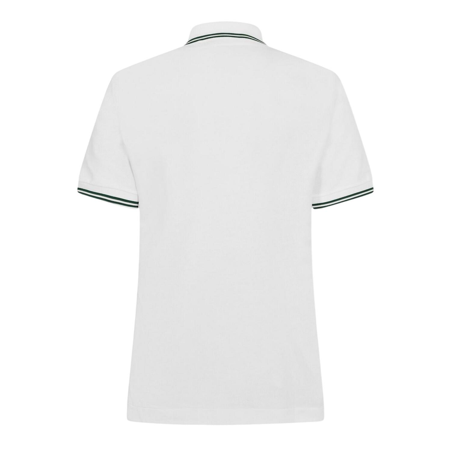 Polo Manches Courtes Motif/style Rayure Contrastée Sur Bord Femme (Blanc) 3/4