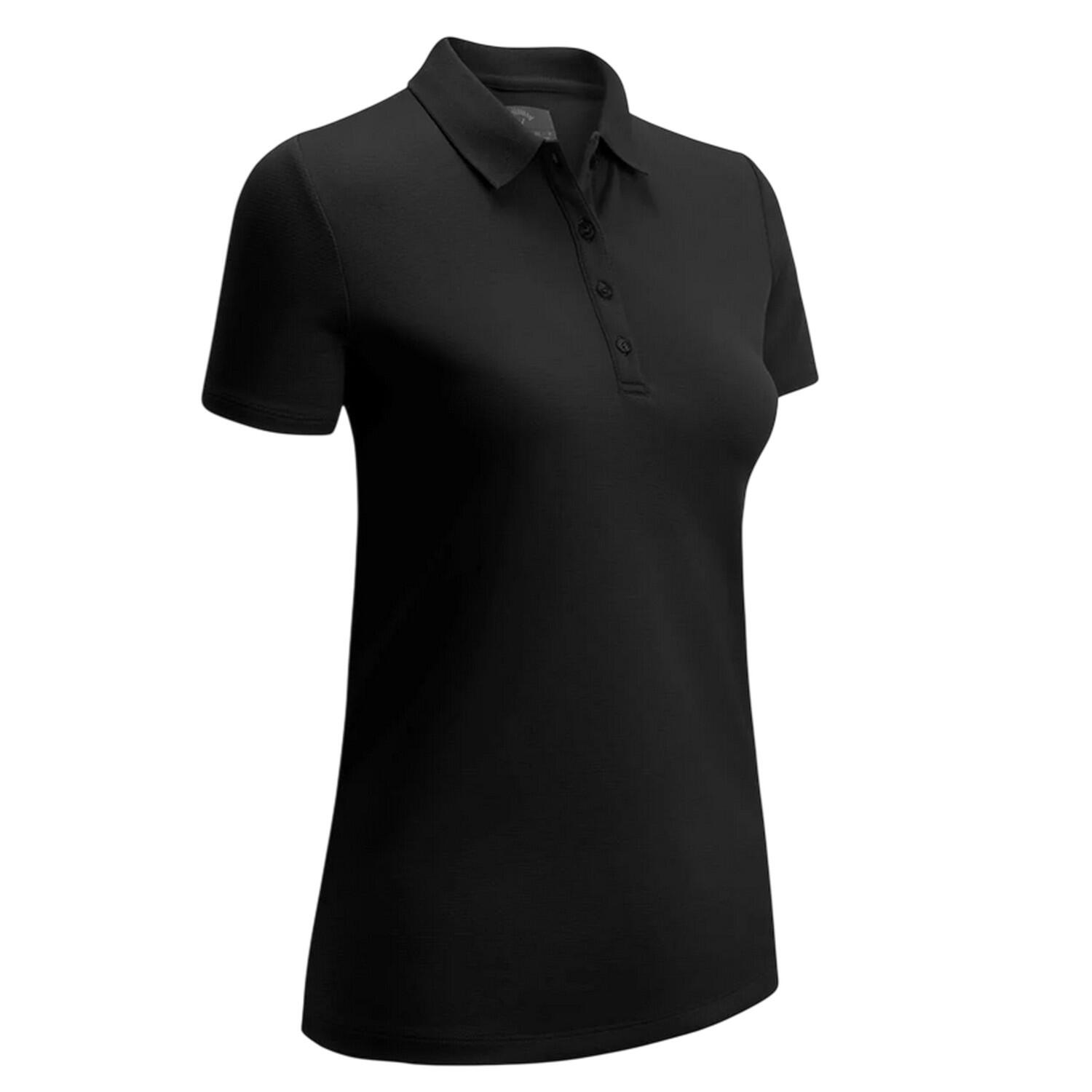 Poloshirt met korte mouwen van polyester voor dames (Kaviaar) 1/4