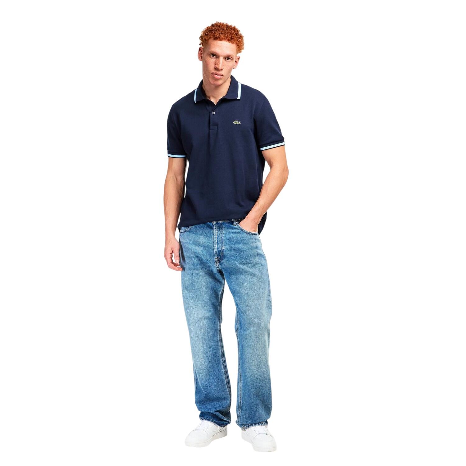 Maglietta Polo Aderente Bordato Maniche Corte Donna Lacoste Blu Navy 4/5