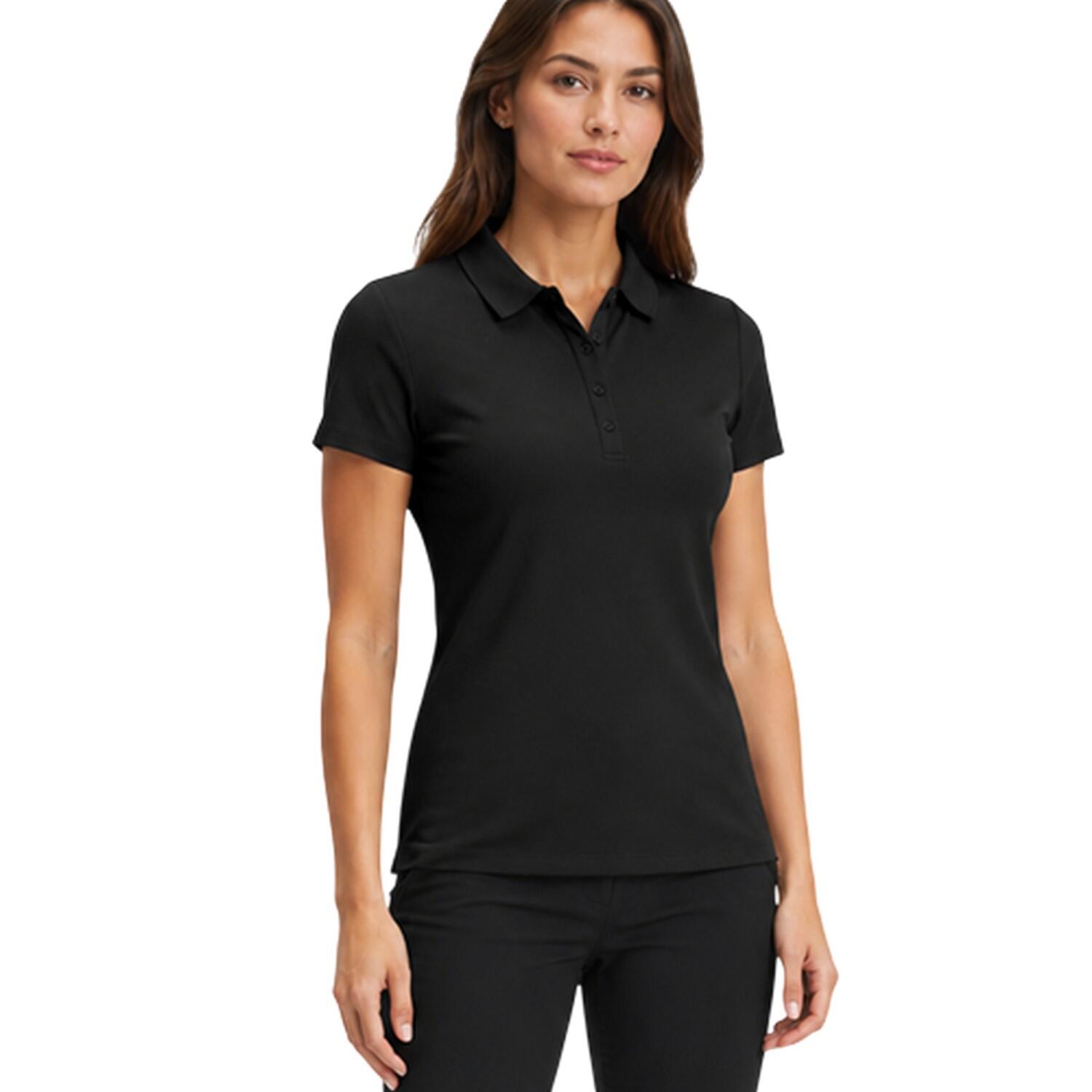 Poloshirt met korte mouwen van polyester voor dames (Kaviaar) 3/4