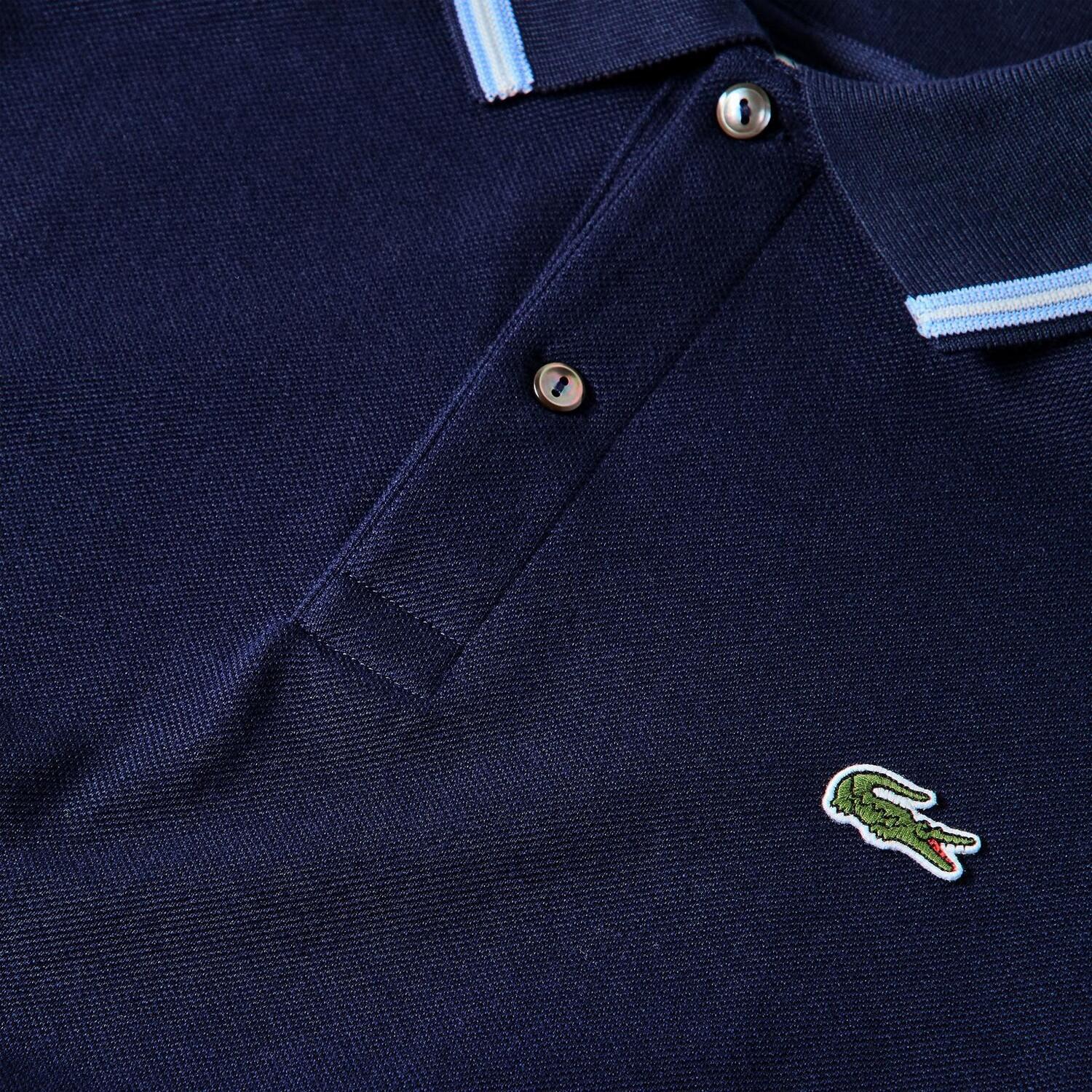 Maglietta Polo Aderente Bordato Maniche Corte Donna Lacoste Blu Navy 3/5