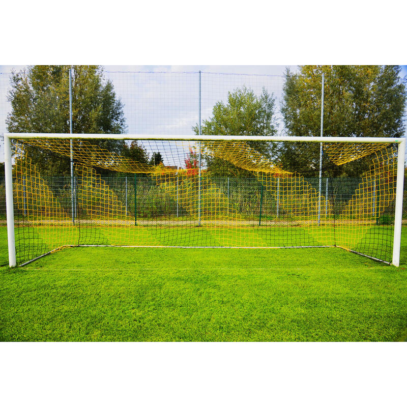 Gestreiftes 4mm Fußballtornetz - Schwarz/Gelb - Für Tor 7,32 x 2,44 x 2 x 2 m.