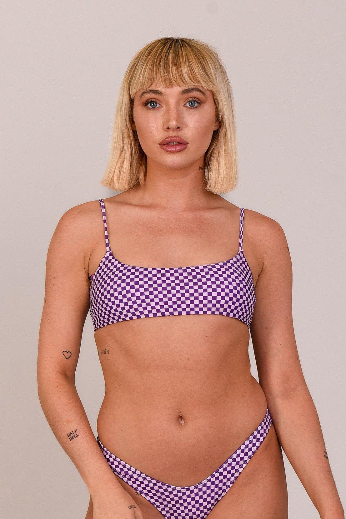 Checkmate Lace Up Crop Bikini Top 1/6