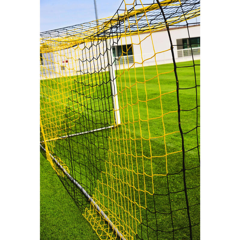 11-a-side voetbaldoel 4mm gestreept net - Zwart/geel - Voor doel 7,32x2,44x2x2m