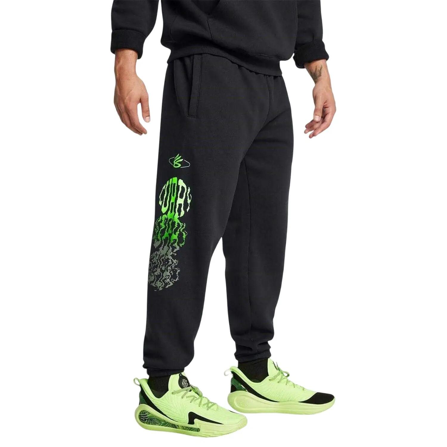 Pantaloni Da Jogging Uomo Under Armour Curry Nero Verde 4/5