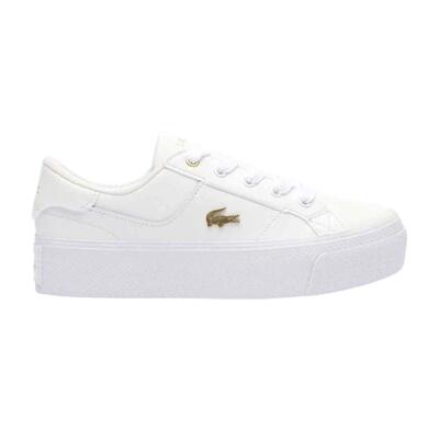 Dames ziane leren platform trainers (wit/goud)
