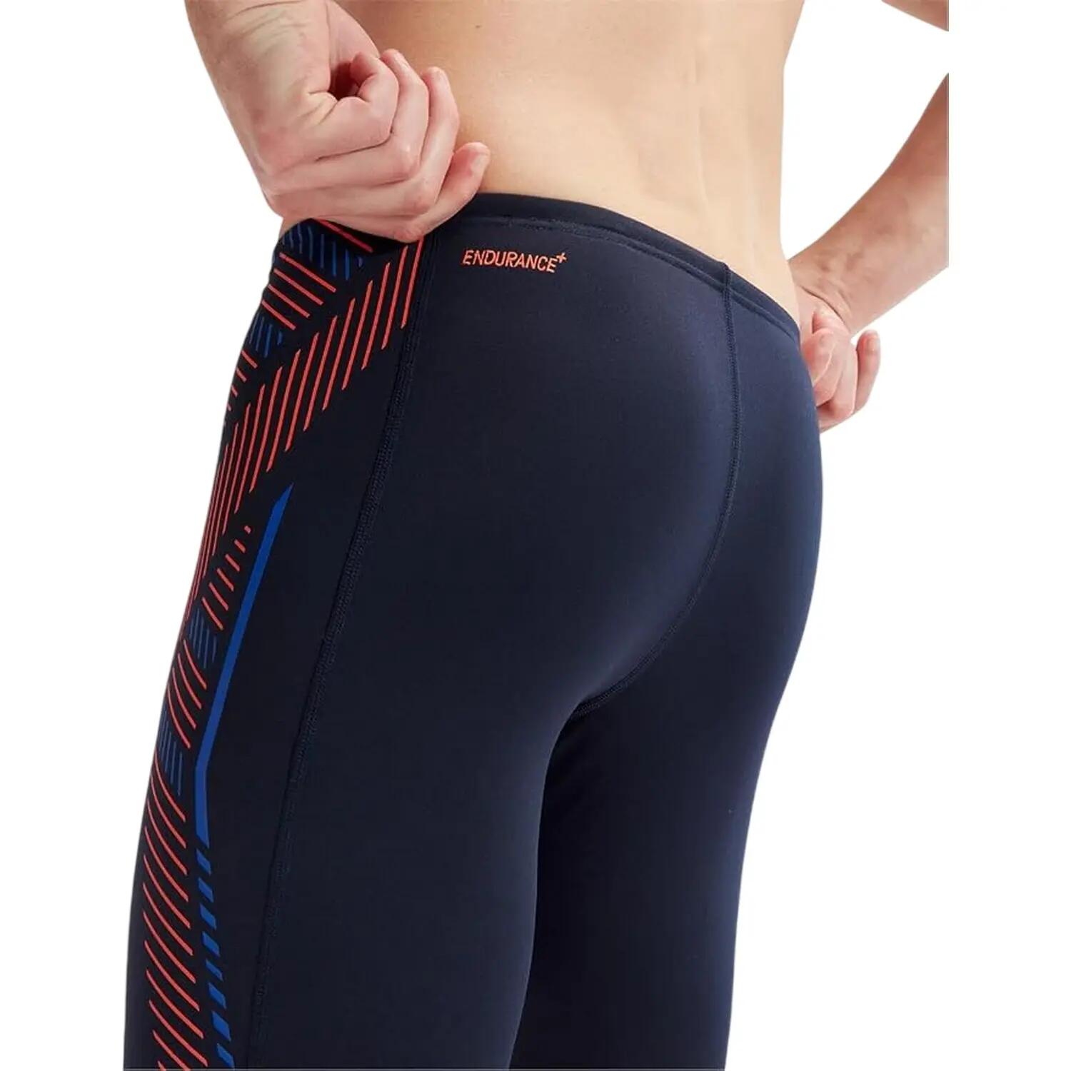Mens Stripe Textile Technical Jammer Shorts (Navy/Orange) 3/6