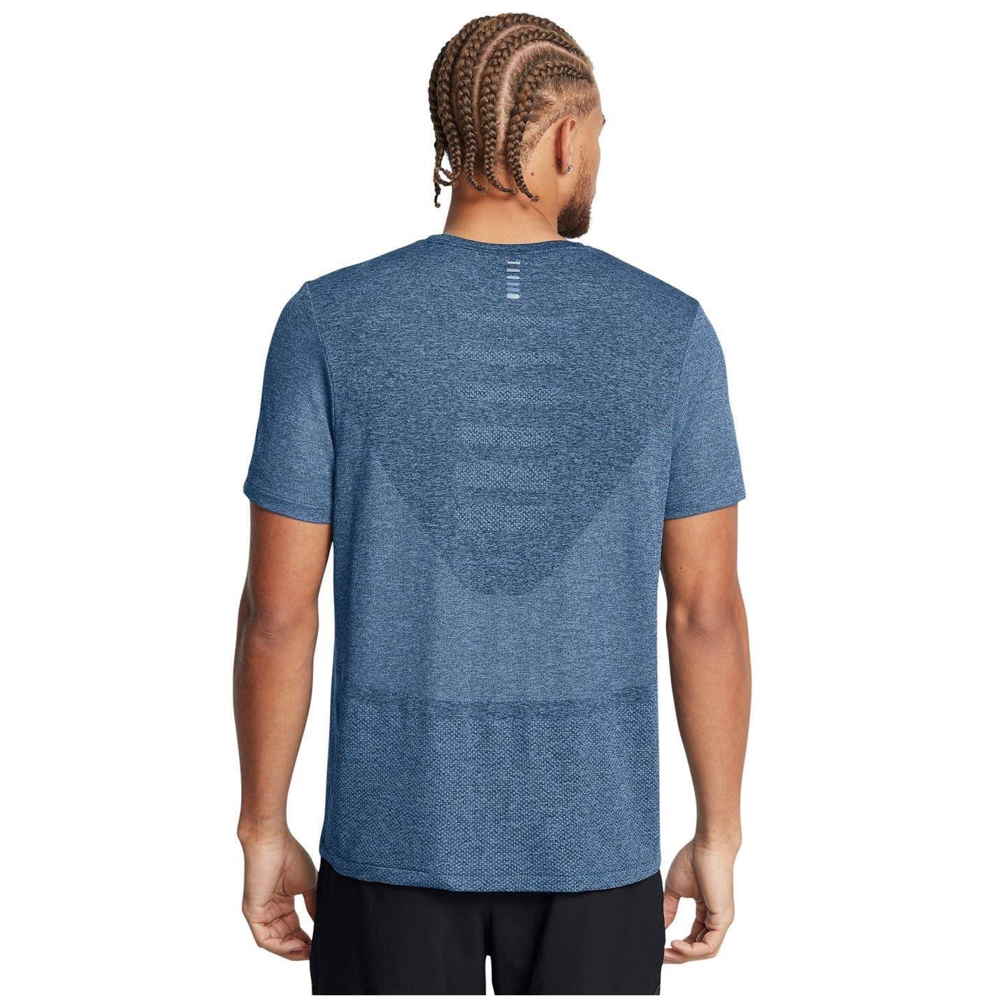 Maillot de manga corta Under Armour Seamless Stride Azul Hombre 3/4
