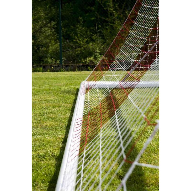 11-a-side voetbaldoel 4mm gestreept net - Wit/Rood - Voor doel 7,32 x 2,44 x 2 x