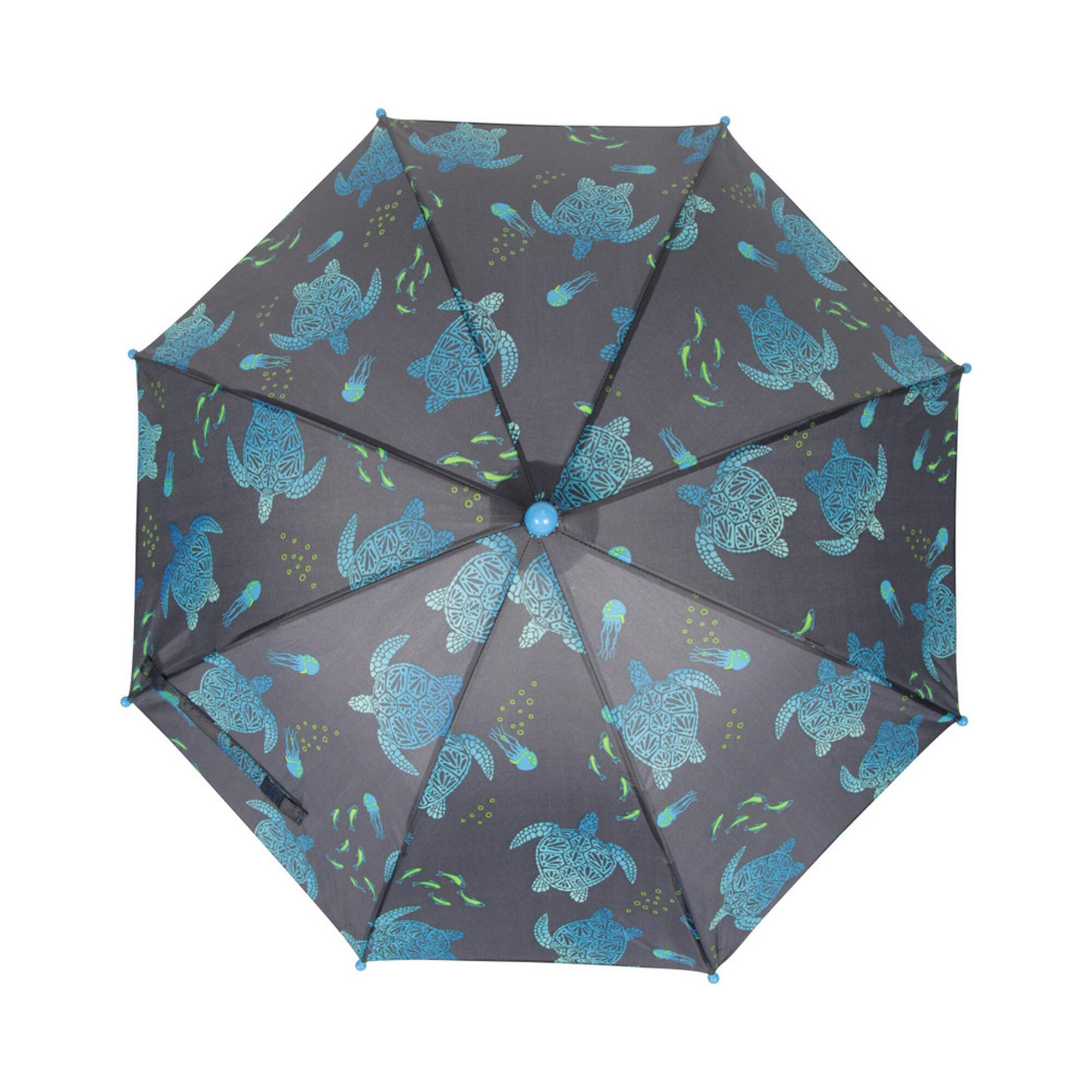 Childrens/Kids Printed Stick Umbrella (Dark Blue) 2/4