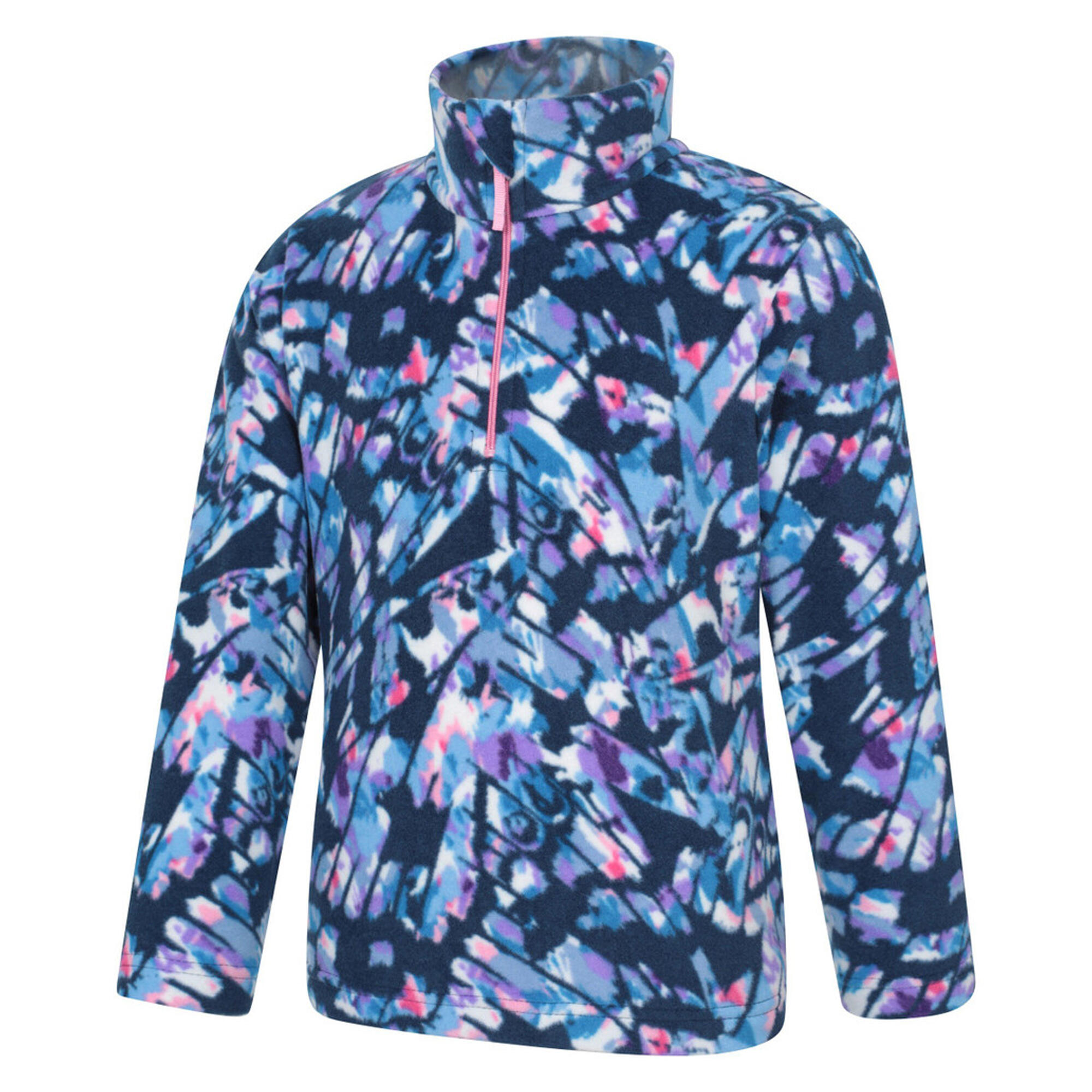 Childrens/Kids Endeavour Abstract Half Zip Fleece Top (Pale Blue) 3/4