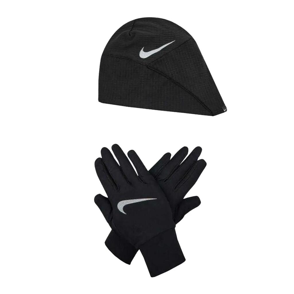 Womens/Ladies Essential Running Hat And Gloves Set (Black)