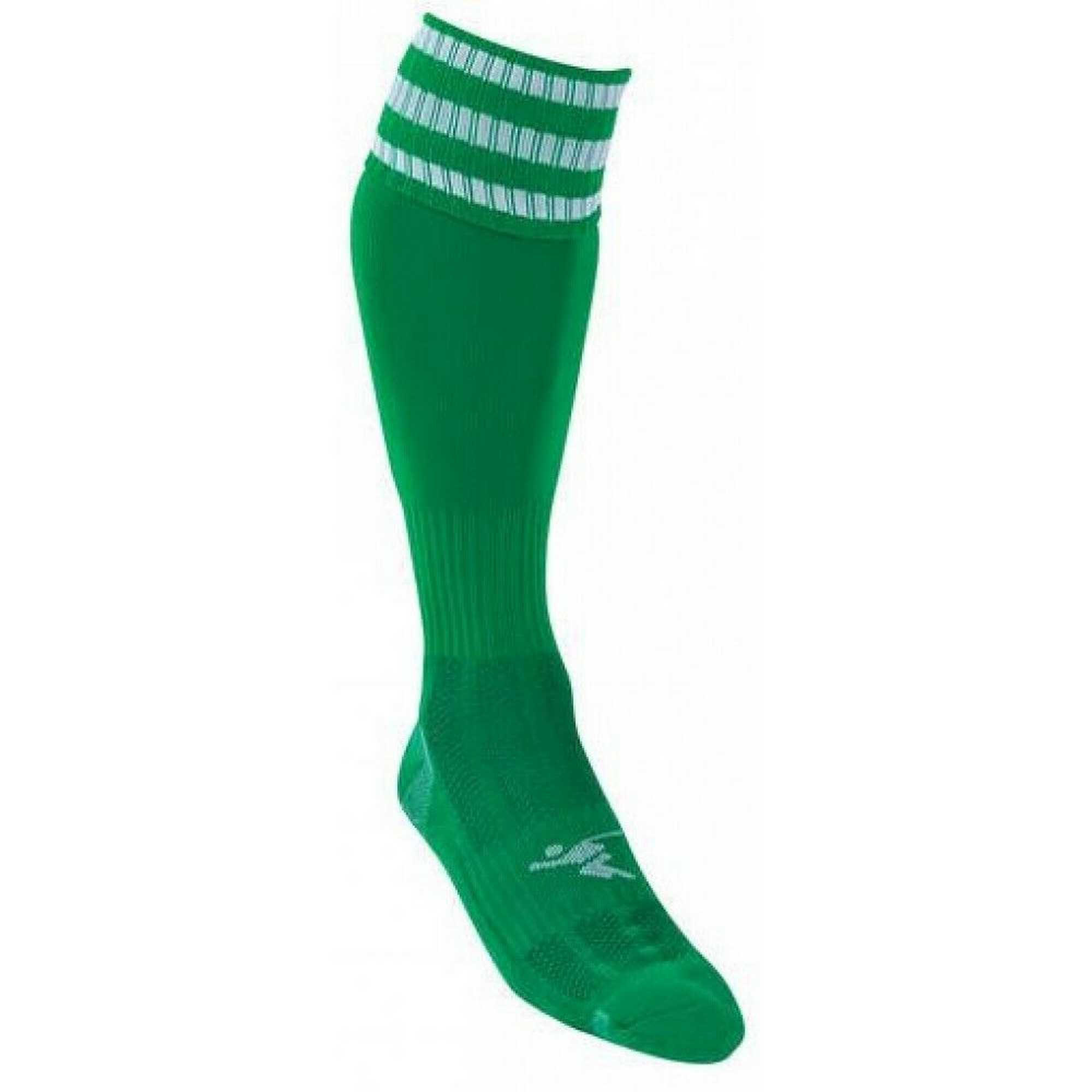 Childrens/Kids 3 Stripe Pro Football Socks (Green/White) 2/2
