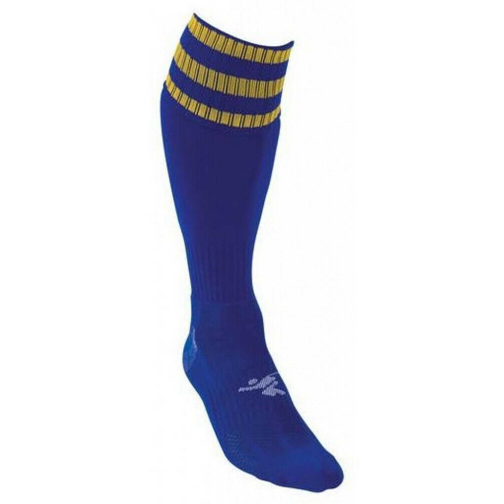 Chaussettes De Foot PRO Enfant (Bleu Roi / Doré) 2/2