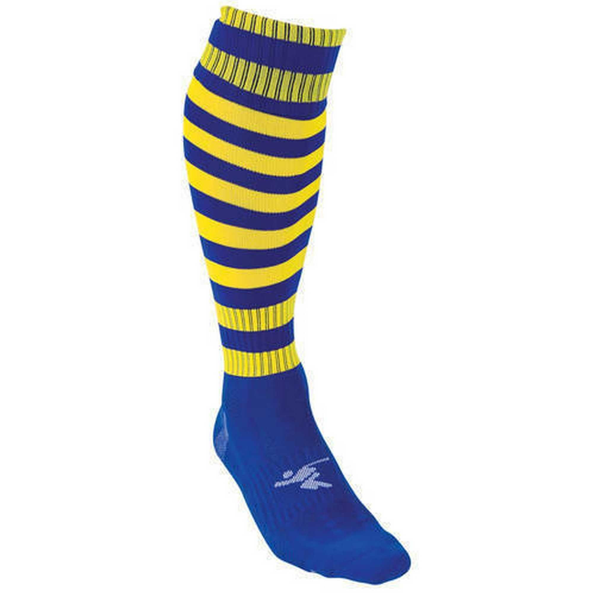 Childrens/Kids Pro Hooped Football Socks (Royal Blue/Yellow) 2/2