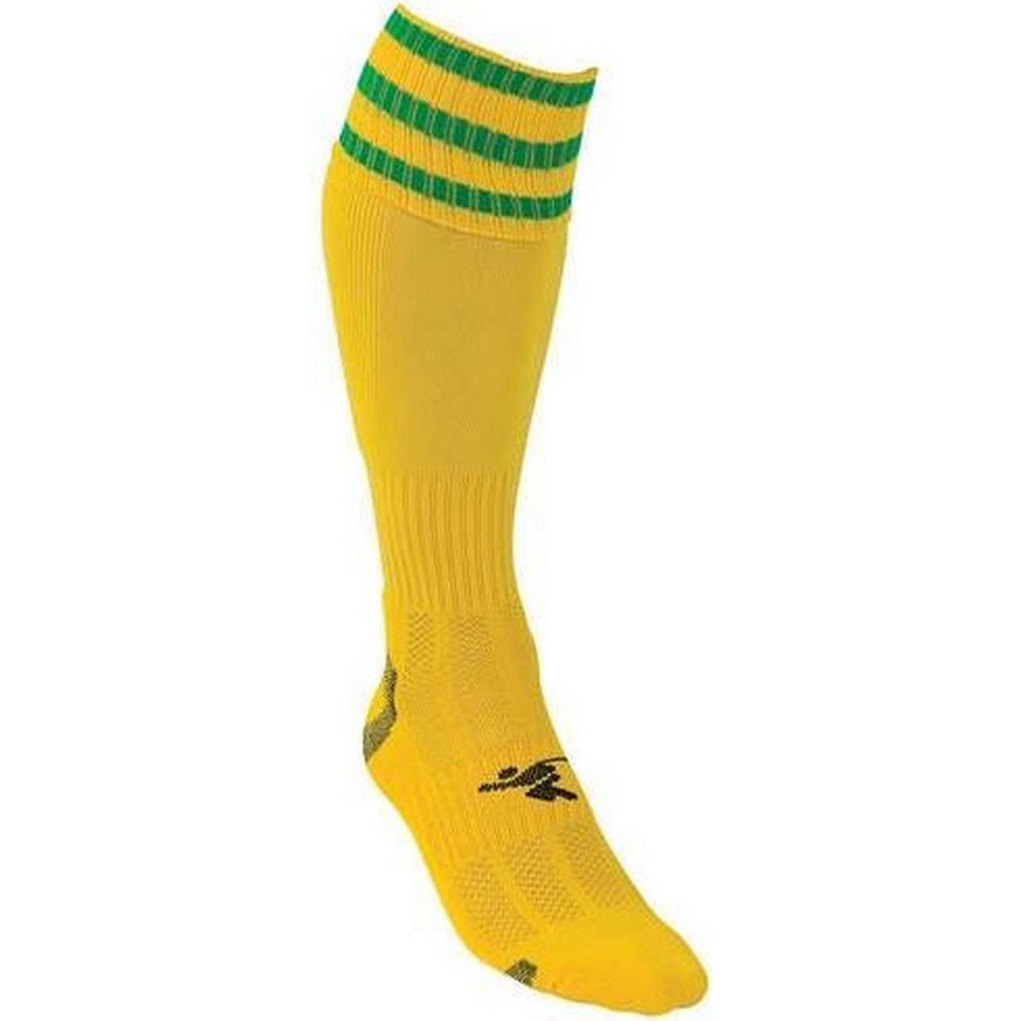 Childrens/Kids 3 Stripe Pro Football Socks (Yellow/Green) 2/2