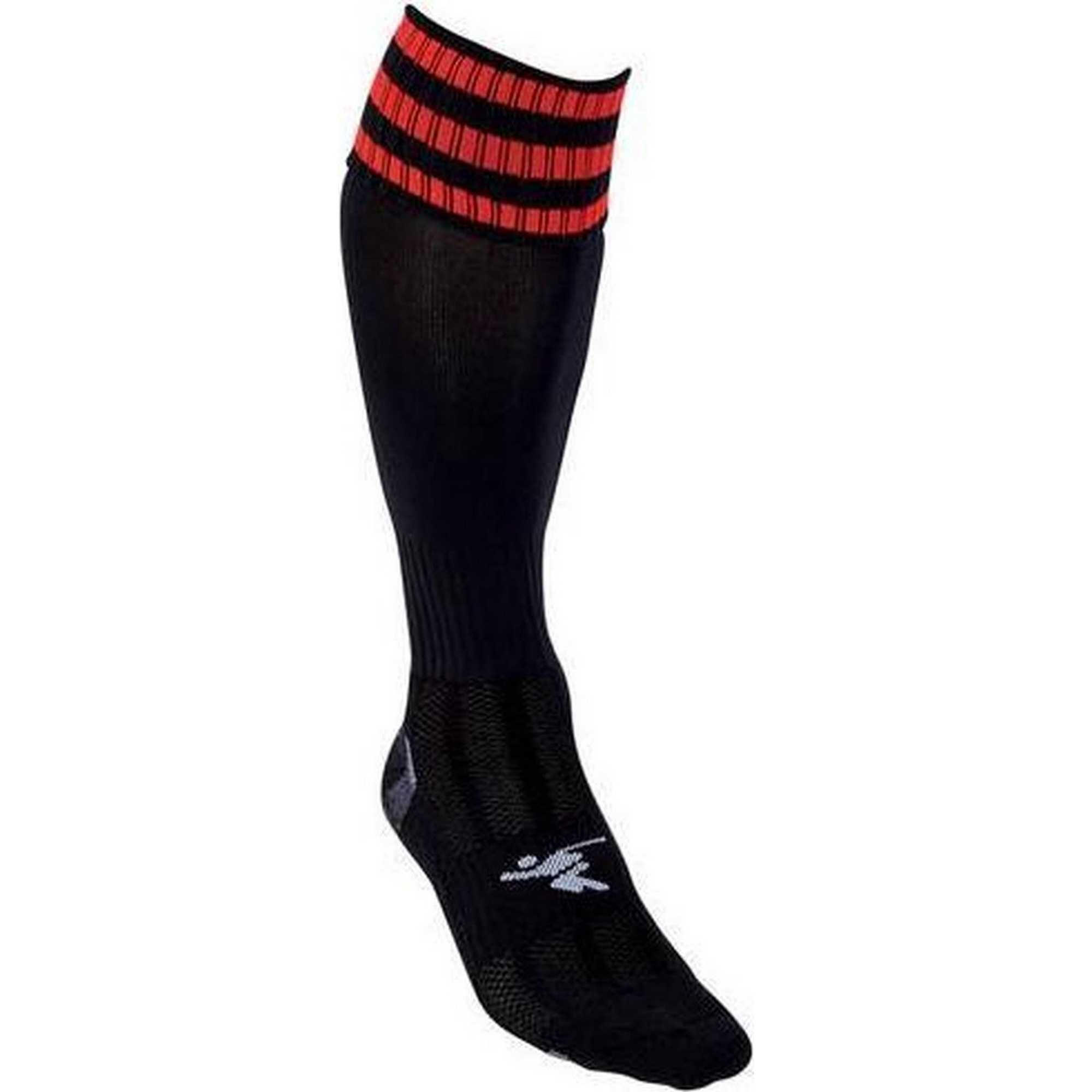 Childrens/Kids 3 Stripe Pro Football Socks (Black/Red) 2/2