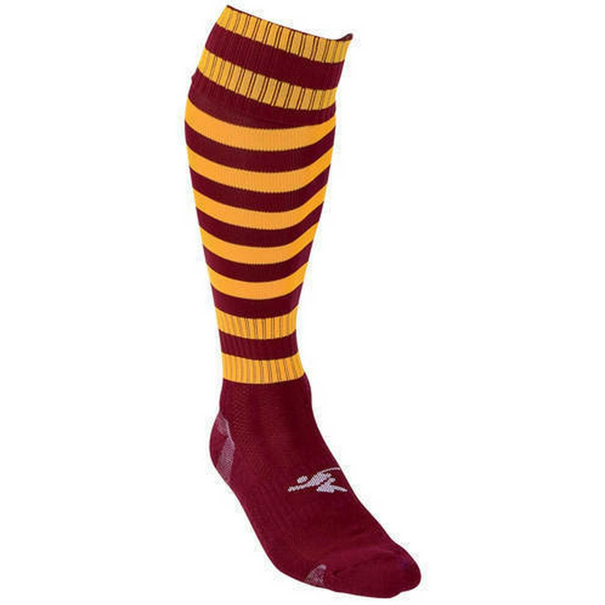 Childrens/Kids Pro Hooped Football Socks (Maroon/Amber Glow) 2/2