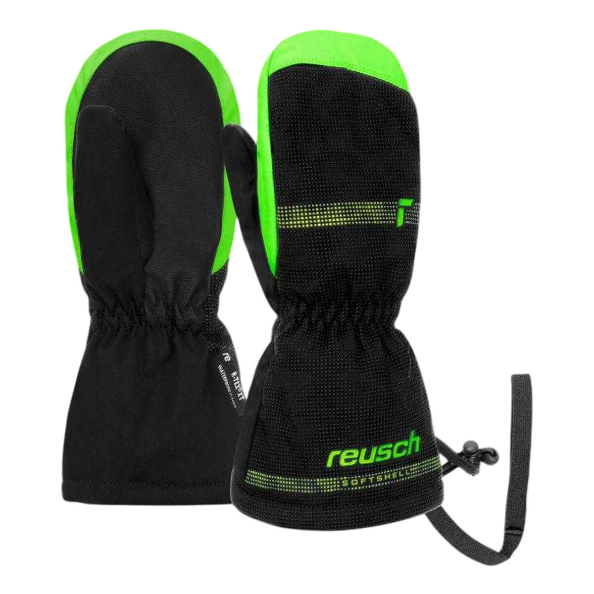 Mitones de Esquí de Membrana RTEX XT para Niños/Niñas Negro, Verde 3/6