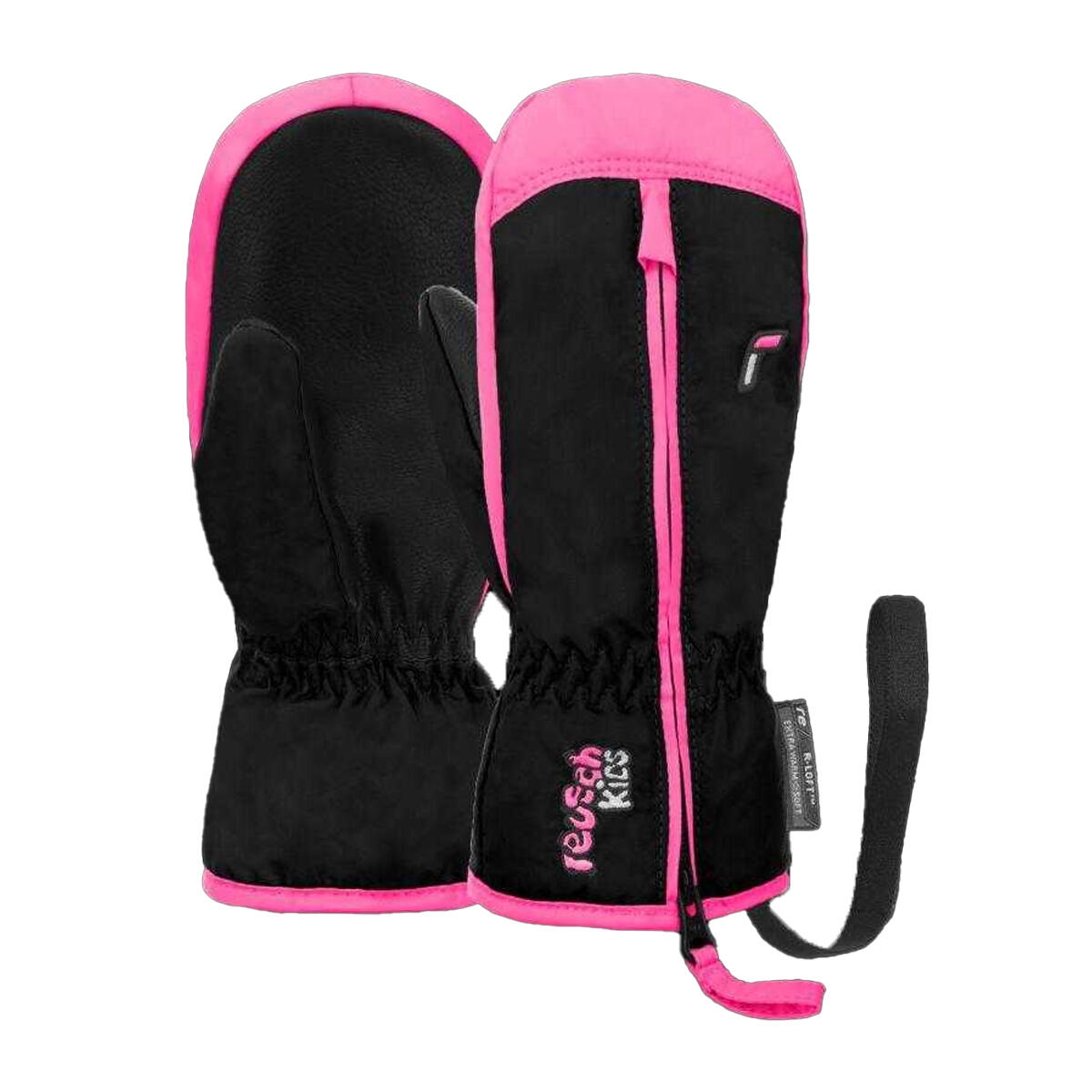 Bambini Guanti Da Sci Reusch Ben Nero Rosa 3/6