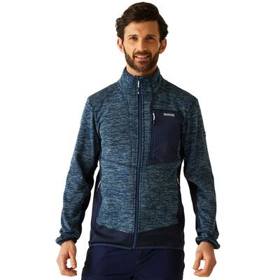 Heren baslinn fleece jas (maanlicht denim/navy marl)