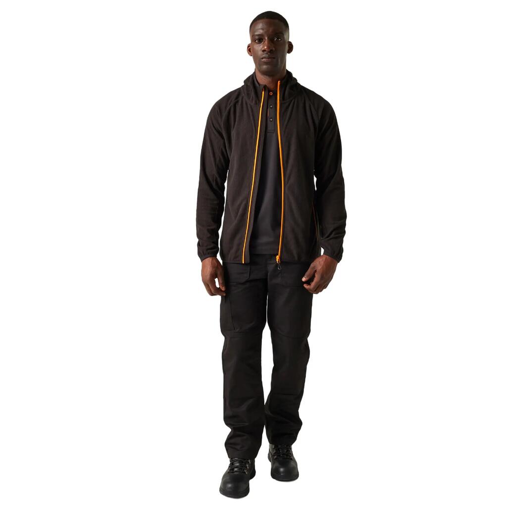 Mens Full Zip Fleece Jacket (Black/Orange Pop)