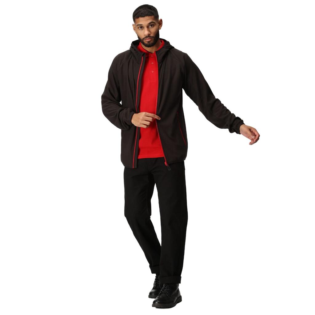 Mens Full Zip Fleece Jacket (Black/Classic Red)