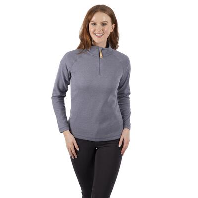 Dames olga leder fleece top (denim blue marl)
