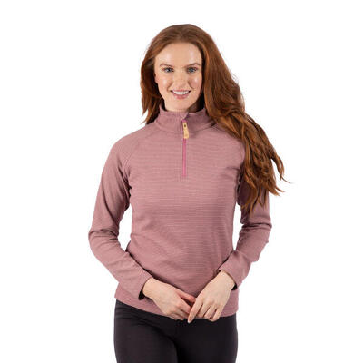 Dames olga leder fleece top (denim blue marl)